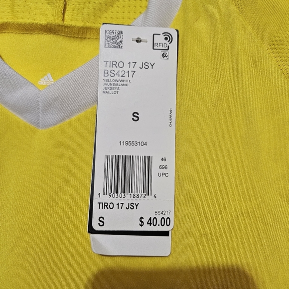 Adidas Men's TIRO 17 Soccer Jersey Climacool Material Bright Yellow Color - Picture 3 of 11